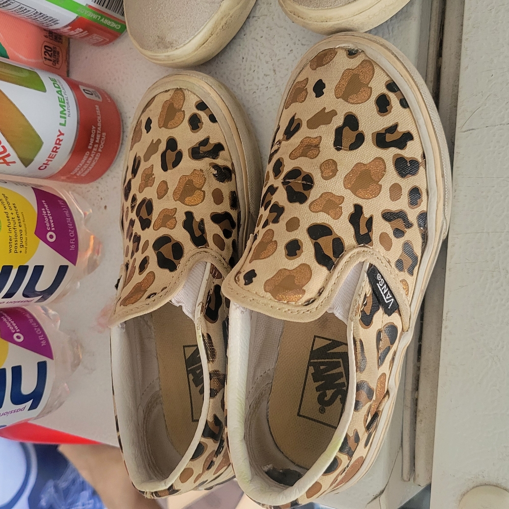 Vans Kids Leopard Print Slip-On Shoes